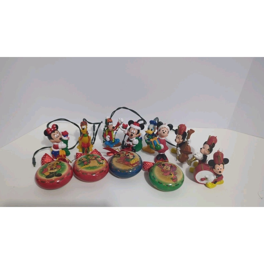 Lot Of 13 Vintage Mickey Mouse Ornaments Donald Minnie Pluto Goofy Band Lighted